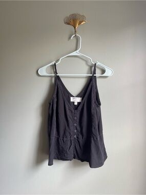 Cloth & Stone by Anthropologie - Dark Charcoal Button-Front V-Neck Cami Top, L